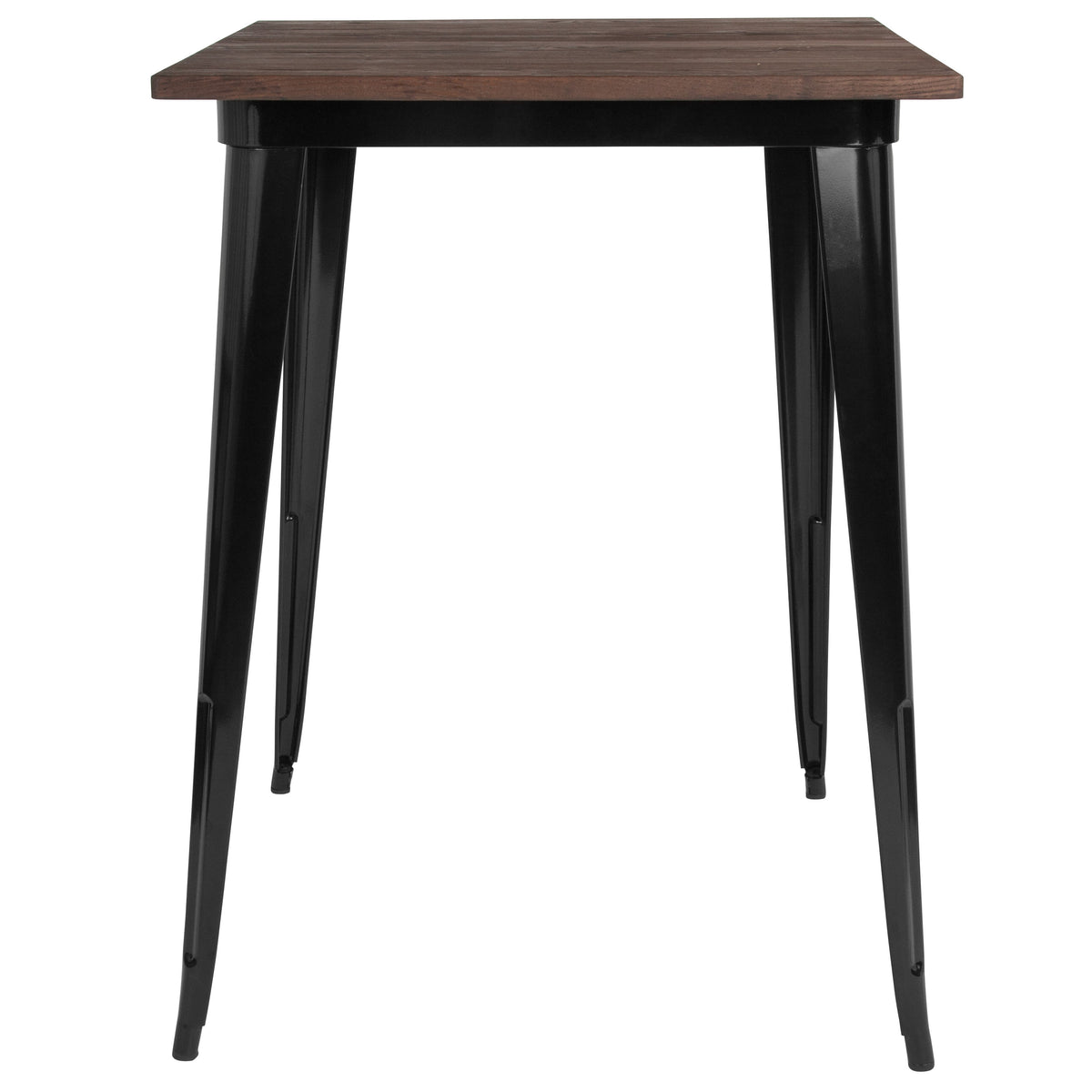 31.5" Square Metal Indoor Bar Height Table with Rustic Wood Top - Image 4
