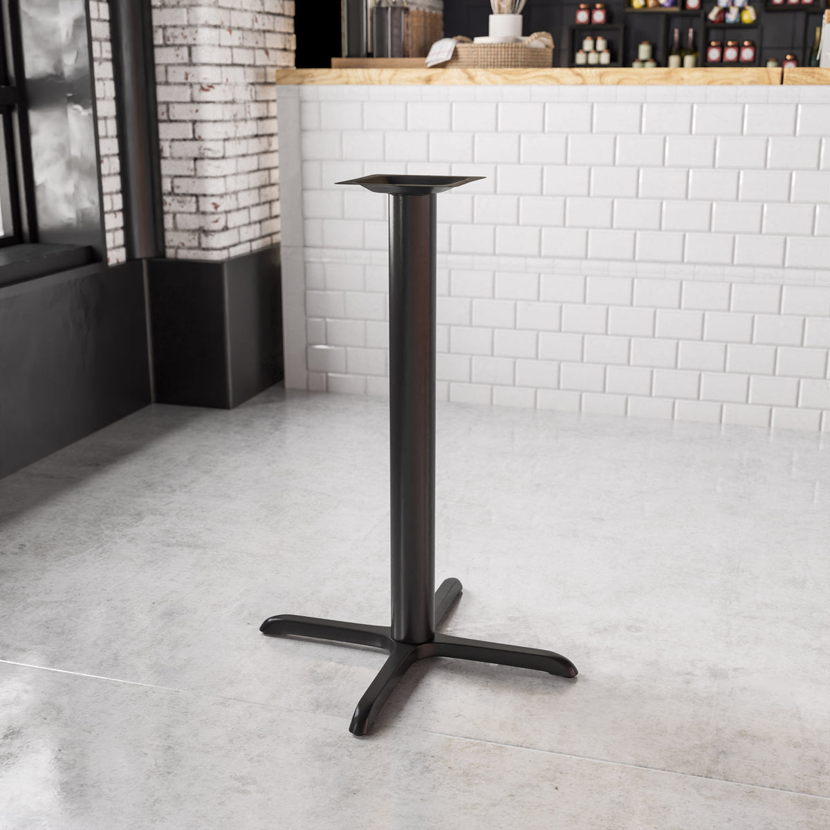 33" x 33" Restaurant Table X-Base with 4" Dia. Bar Height Column - Image 2