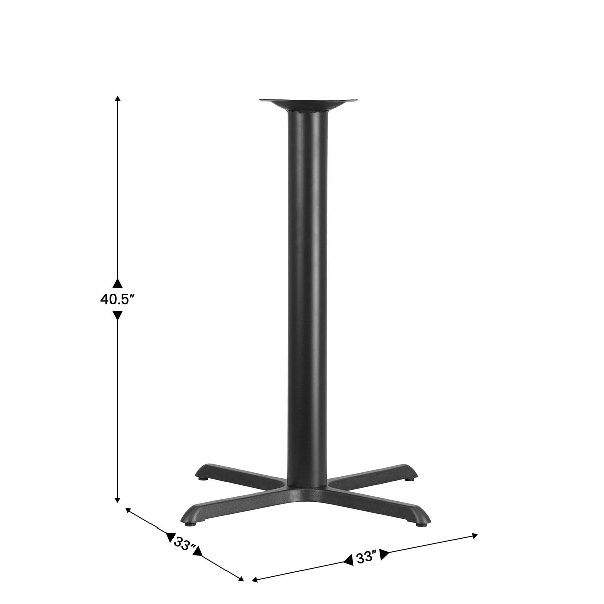 33" x 33" Restaurant Table X-Base with 4" Dia. Bar Height Column - Image 3
