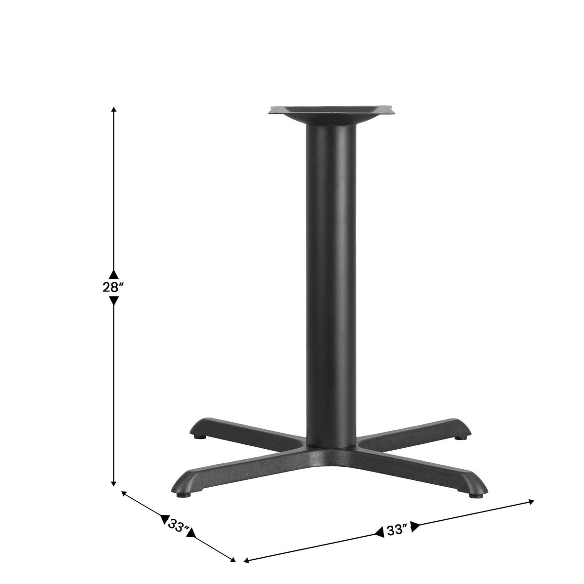 33" x 33" Restaurant Table X-Base with 4" Dia. Table Height Column - Image 3