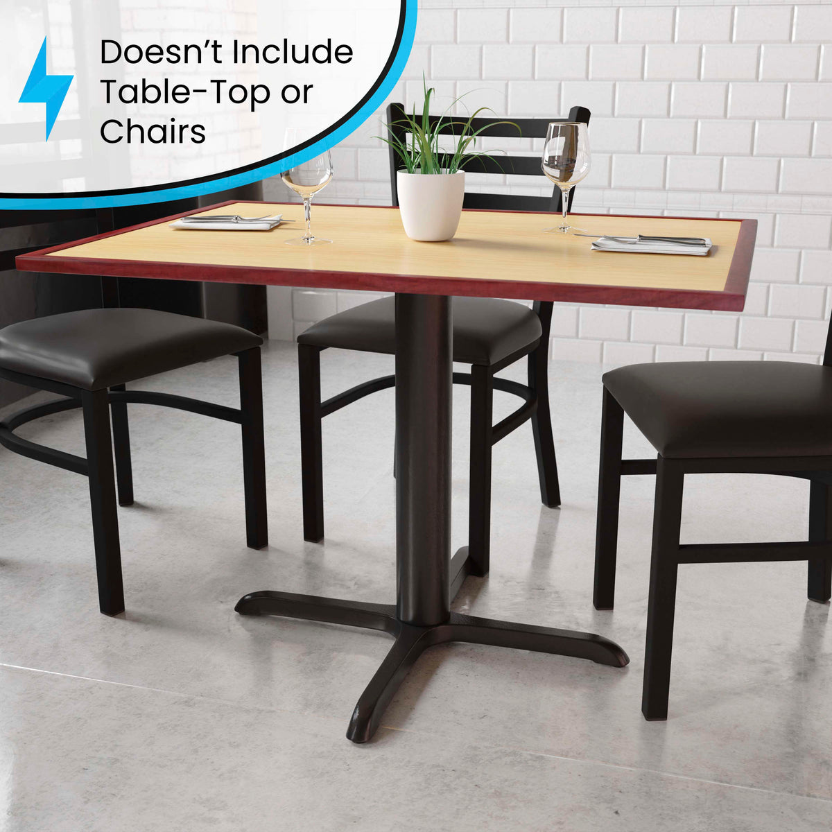 33" x 33" Restaurant Table X-Base with 4" Dia. Table Height Column - Image 4