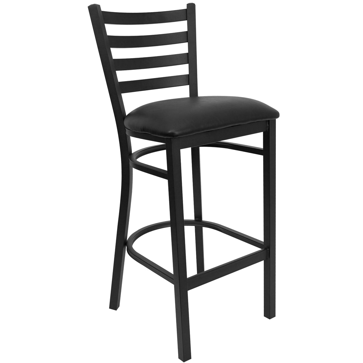 36" Round Walnut Laminate Table Set with 4 Metal Barstools - Vinyl Seat - Image 3