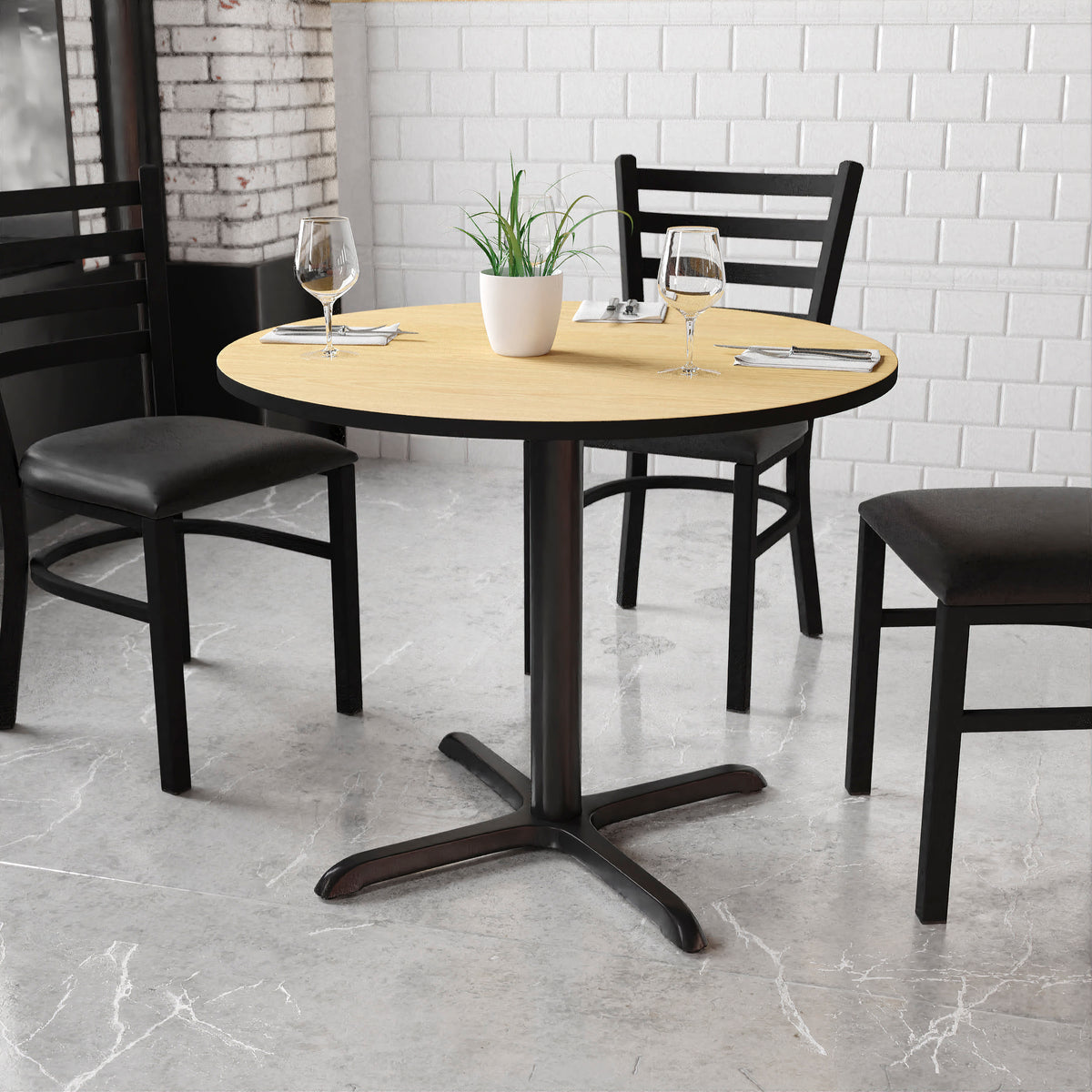 36'' Round Laminate Table Top with 30'' x 30'' Table Height Base - Image 2