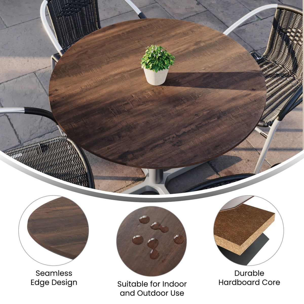 36" Round Seamless Surface Technology Scratch and Stain Resistant Tabletop - Image 3