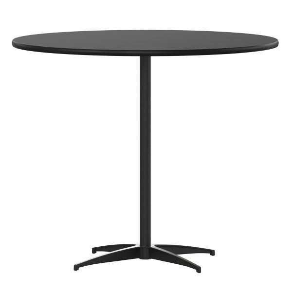 36" Round Wood Commercial Grade Cocktail Table with 30" and 42" Columns