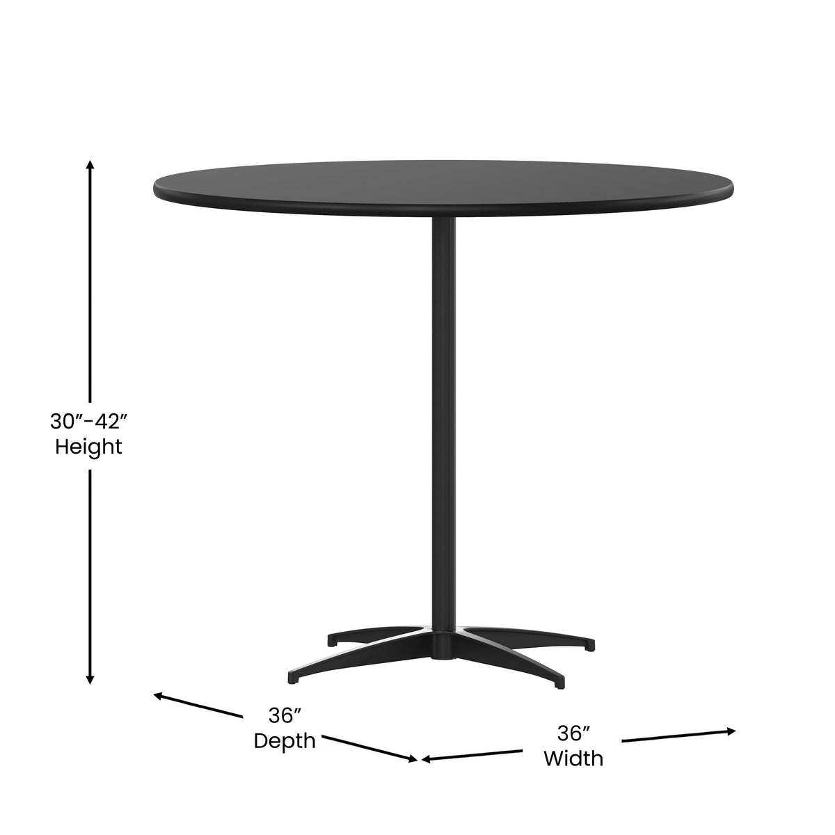 36" Round Wood Commercial Grade Cocktail Table with 30" and 42" Columns - Image 4