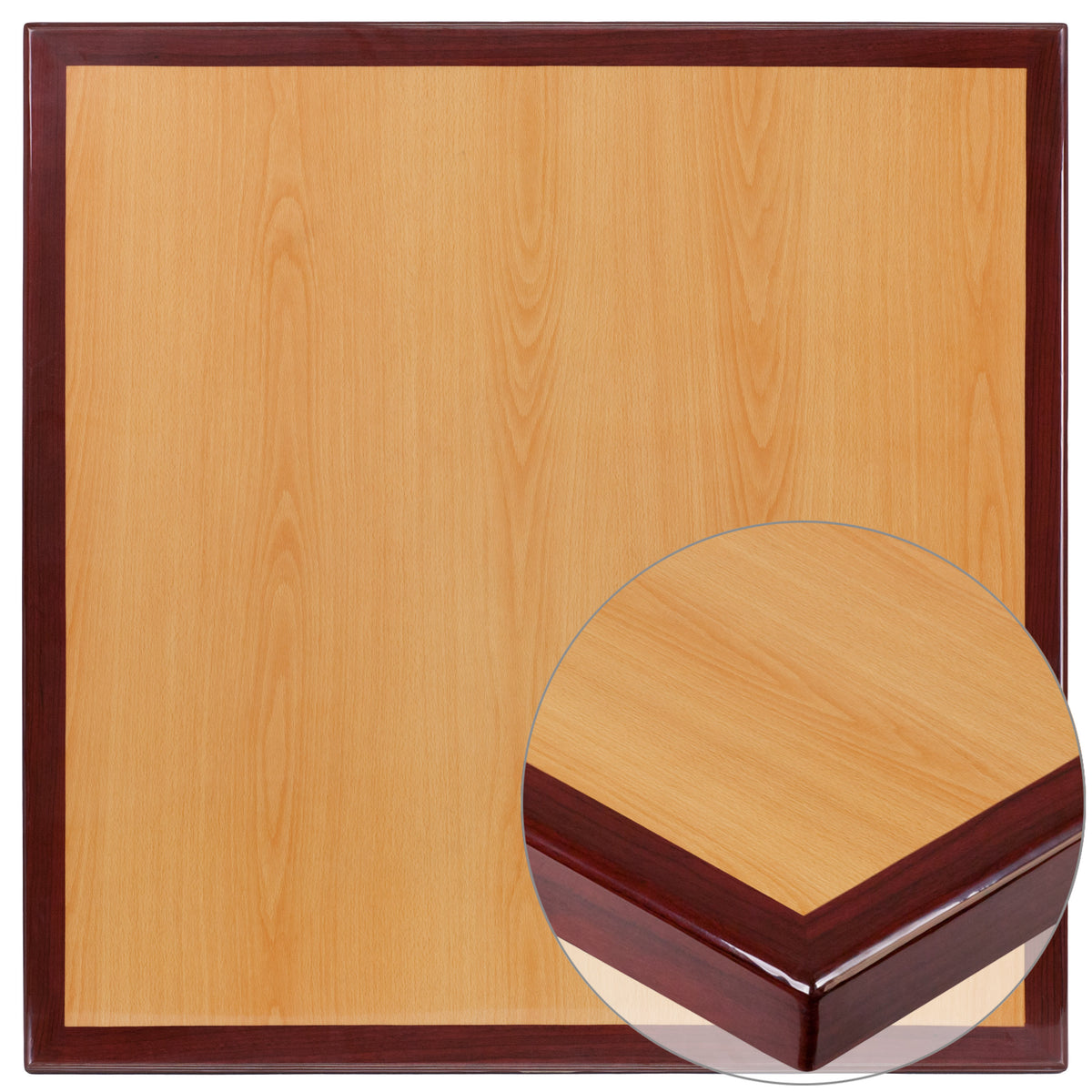 36" Square 2-Tone High-Gloss Resin Table Top with 2" Thick Drop-Lip