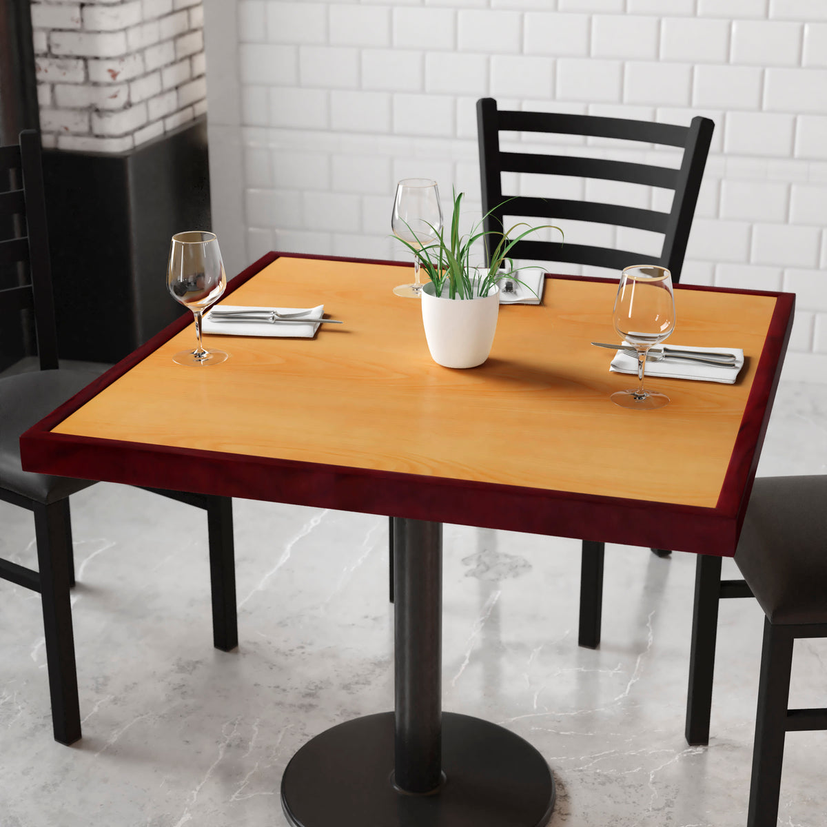 36" Square 2-Tone High-Gloss Resin Table Top with 2" Thick Drop-Lip - Image 2