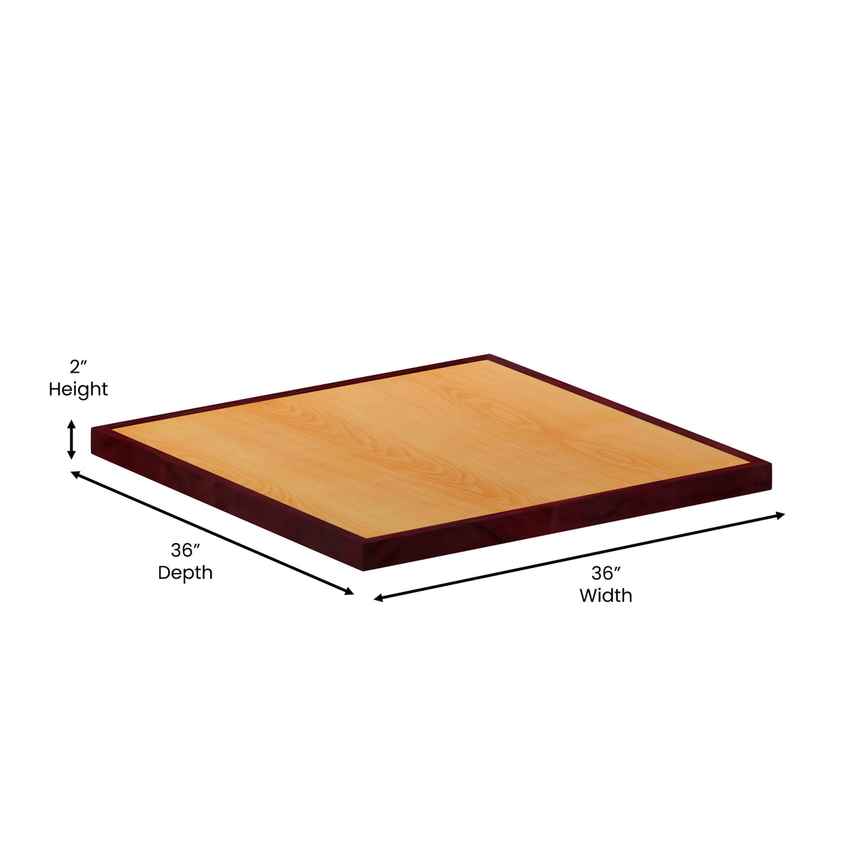 36" Square 2-Tone High-Gloss Resin Table Top with 2" Thick Drop-Lip - Image 4