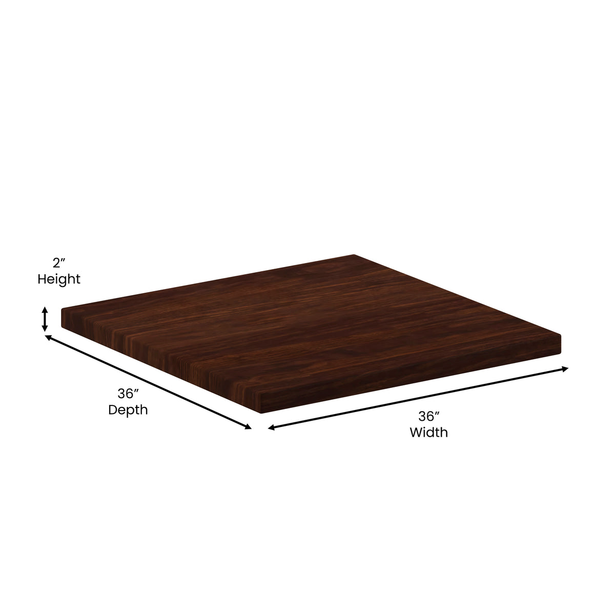 36'' Square High-Gloss Resin Table Top with 2'' Thick Drop-Lip - Image 4