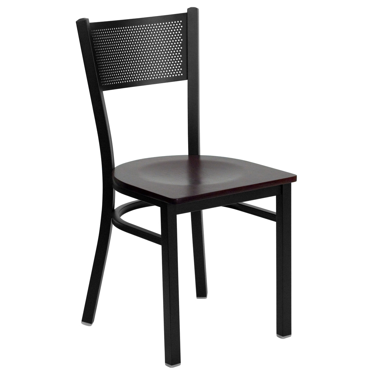 36" Square Laminate Table Set with 4 Metal Chairs - Mahogany Wood Seat - Image 3