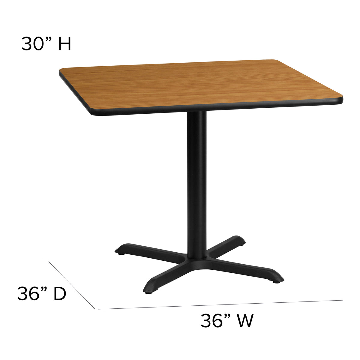 36'' Square Laminate Table Set with X-Base and 4 Ladder Back Metal Chairs - Image 3