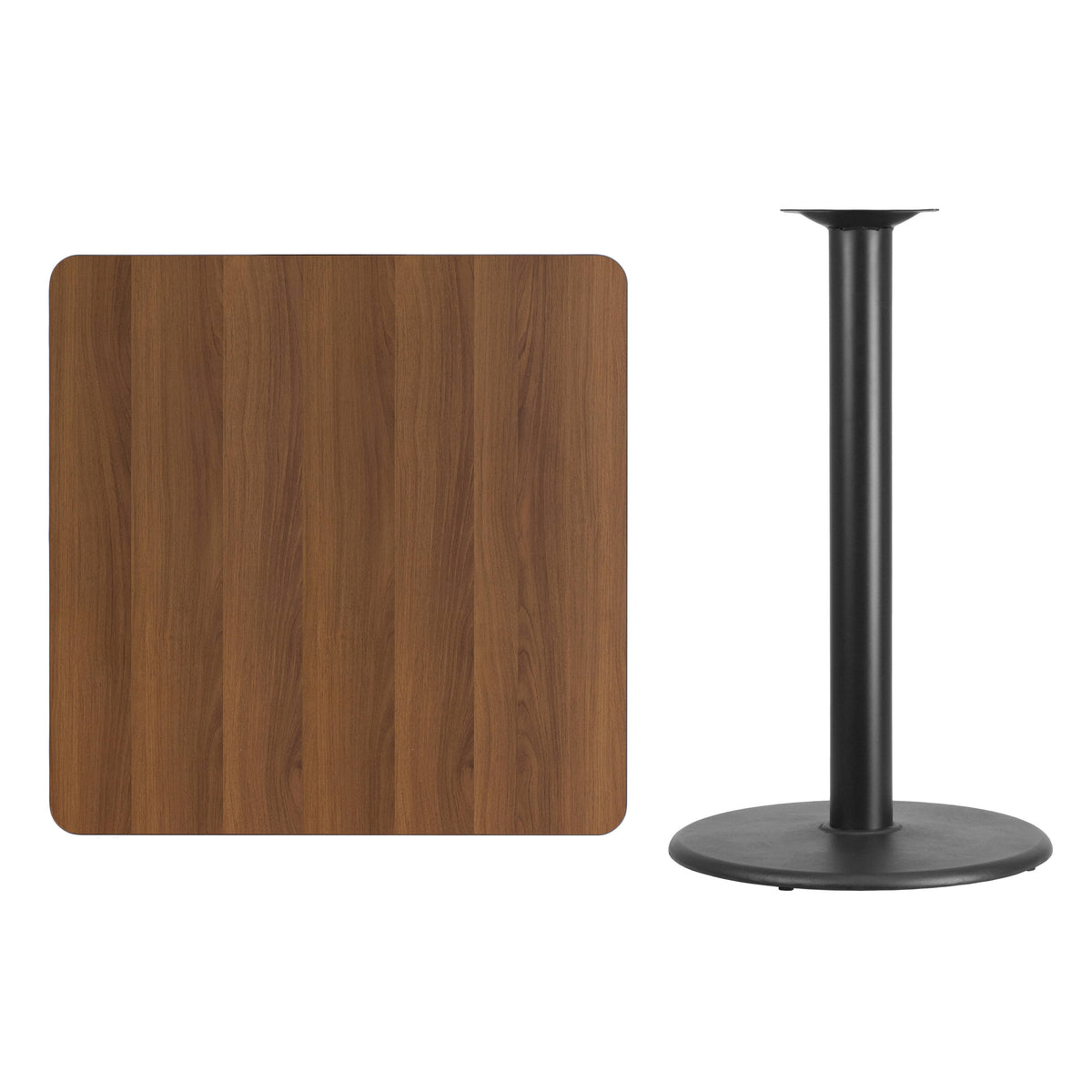 36'' Square Laminate Table Top with 24'' Round Bar Height Table Base - Image 3