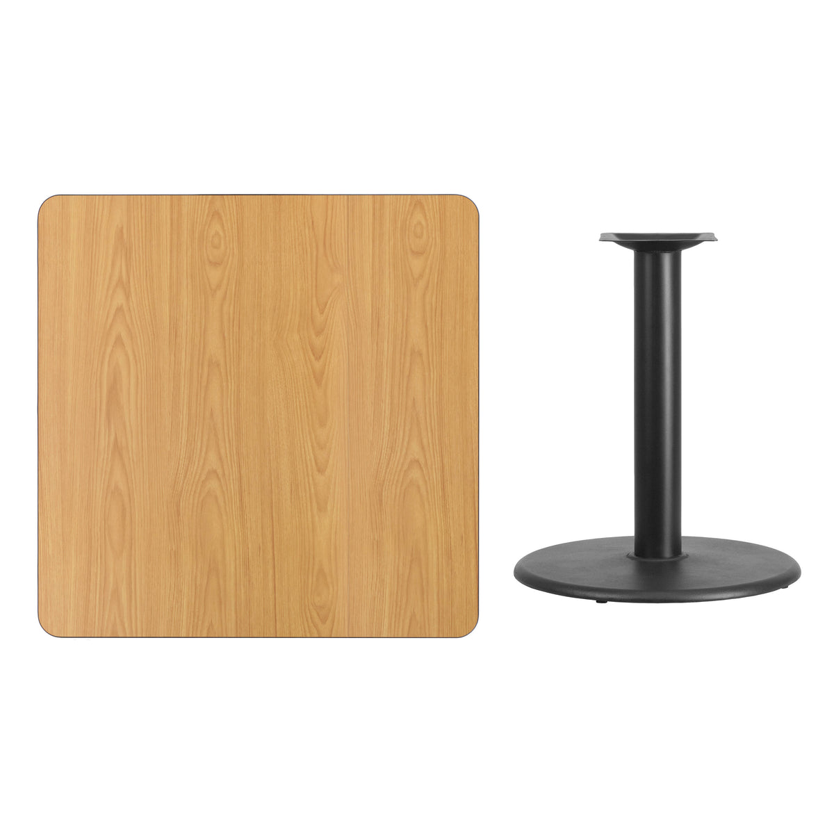 36'' Square Laminate Table Top with 24'' Round Table Height Base - Image 2
