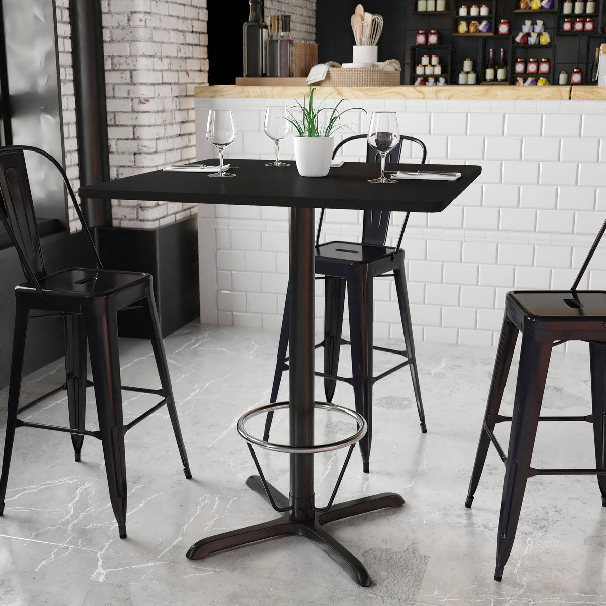 36'' Square Laminate Table Top with 30'' x 30'' Bar Height Table Base - Image 4