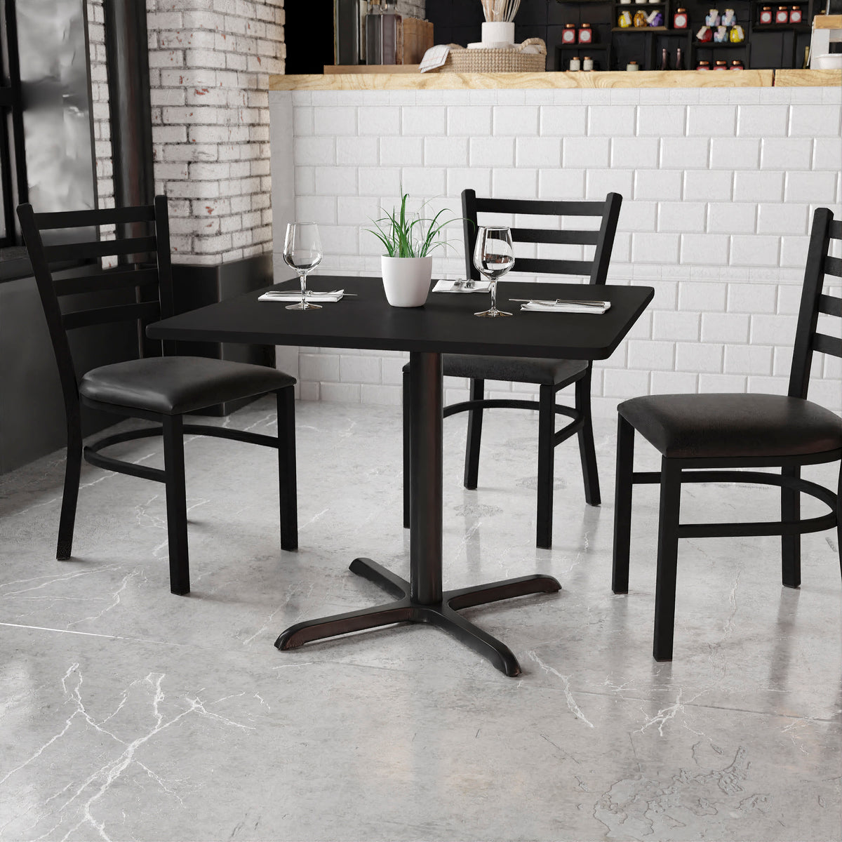 36'' Square Laminate Table Top with 30'' x 30'' Table Height Base - Image 2
