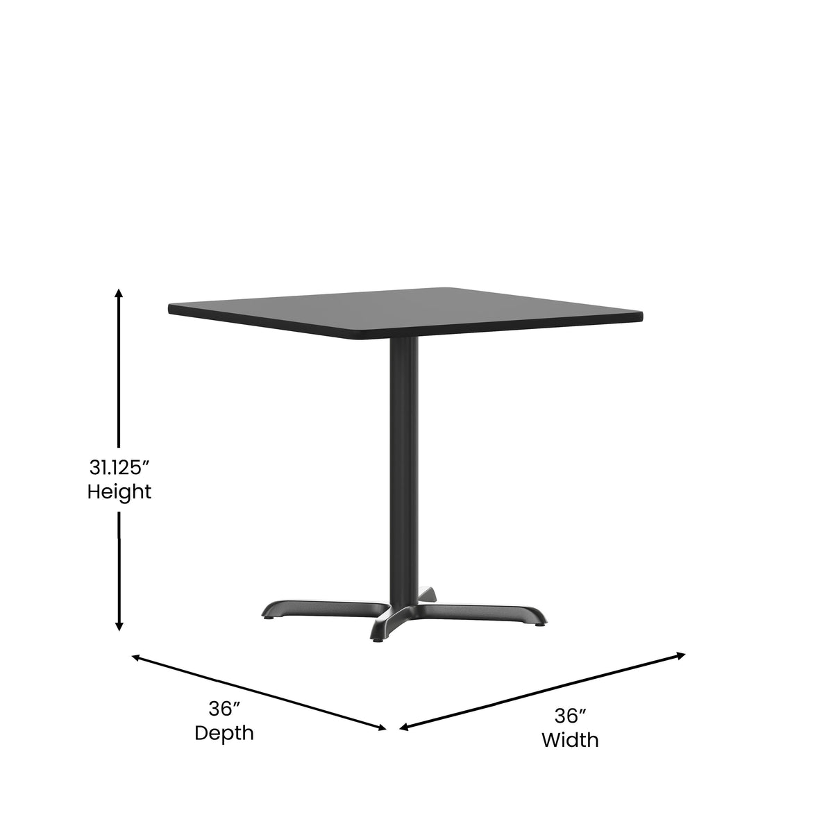 36'' Square Laminate Table Top with 30'' x 30'' Table Height Base - Image 4