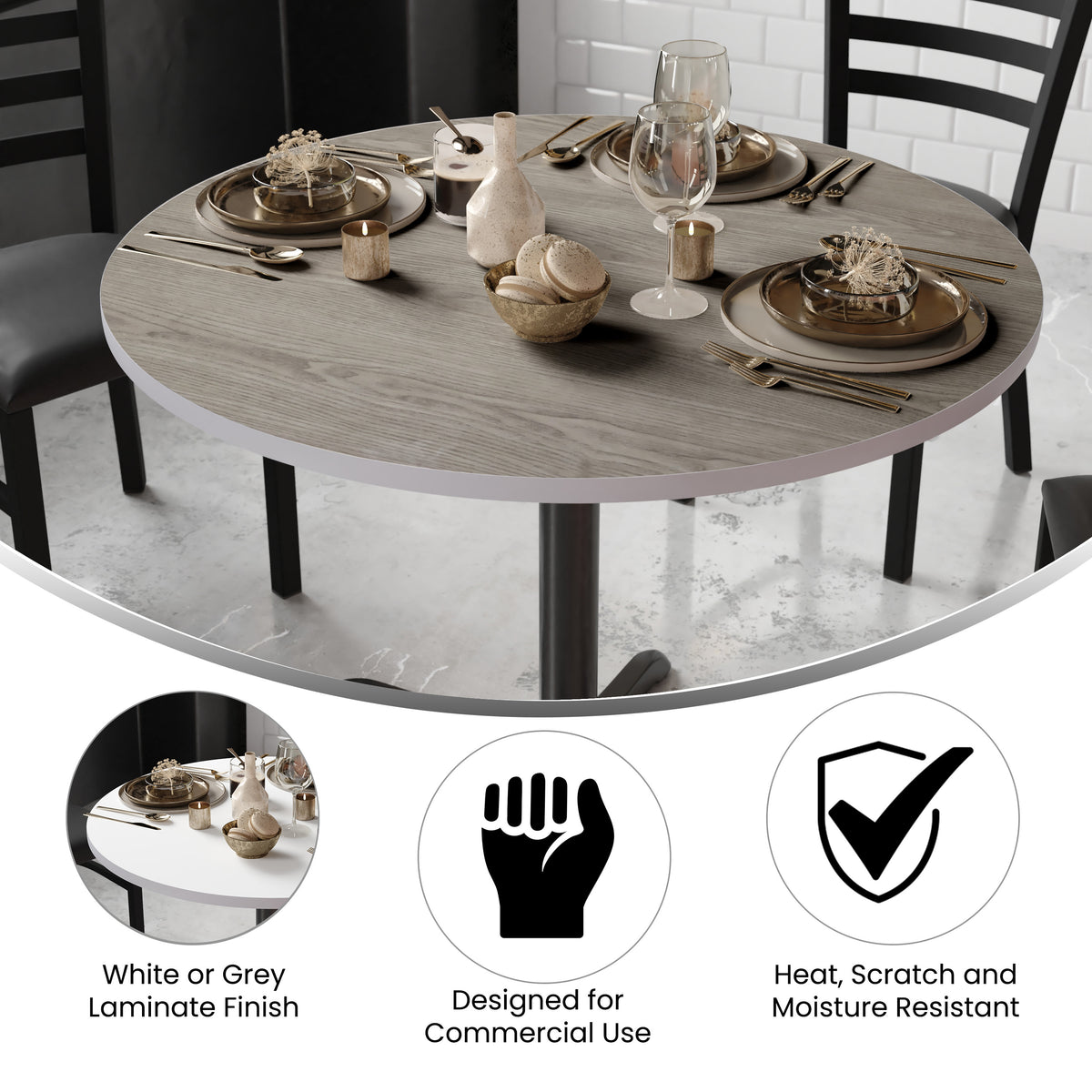 42" Round Table Top with Reversible Laminate Top - Image 3