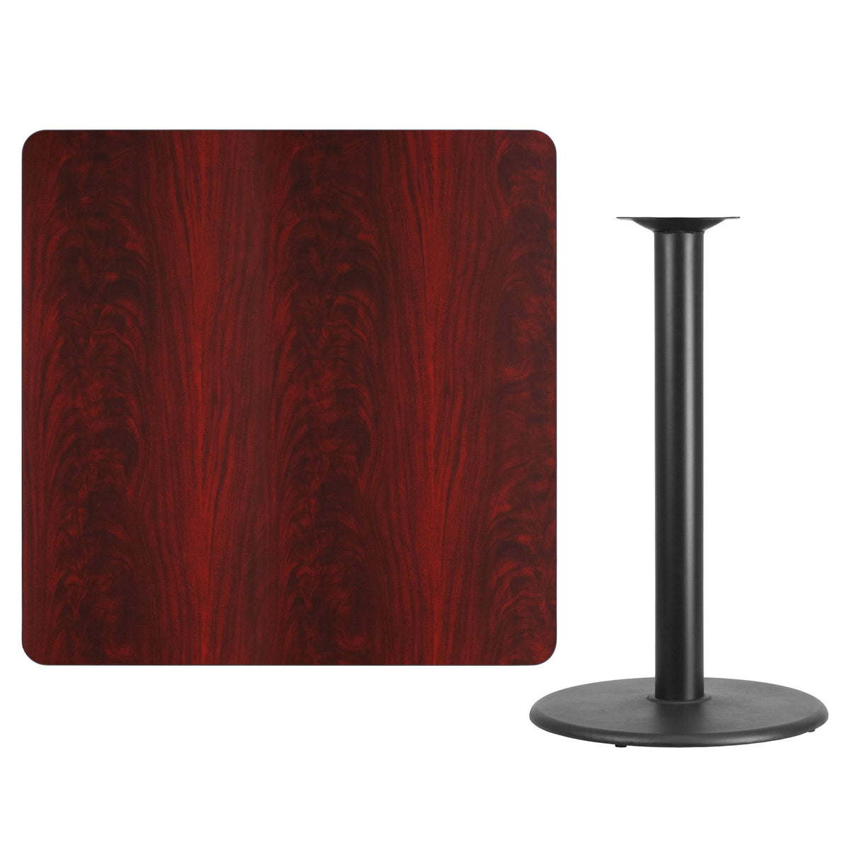 42'' Square Laminate Table Top with 24'' Round Bar Height Table Base - Image 3