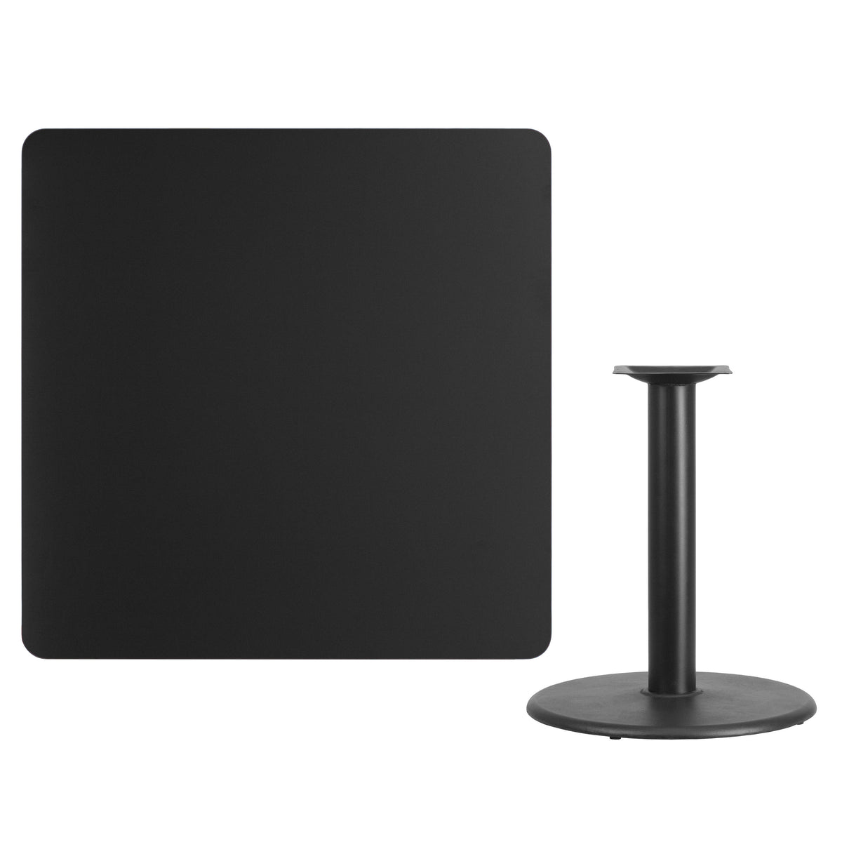 42'' Square Laminate Table Top with 24'' Round Table Height Base - Image 3