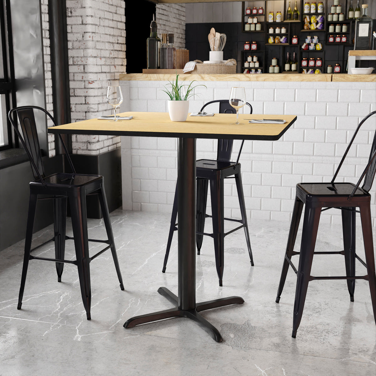 42'' Square Laminate Table Top with 33'' x 33'' Bar Height Table Base - Image 2