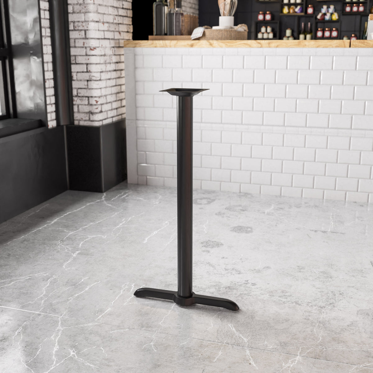 5" x 22" Restaurant Table T-Base with 3" Dia. Bar Height Column - Image 2