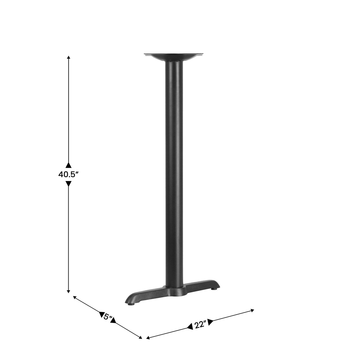 5" x 22" Restaurant Table T-Base with 3" Dia. Bar Height Column - Image 3