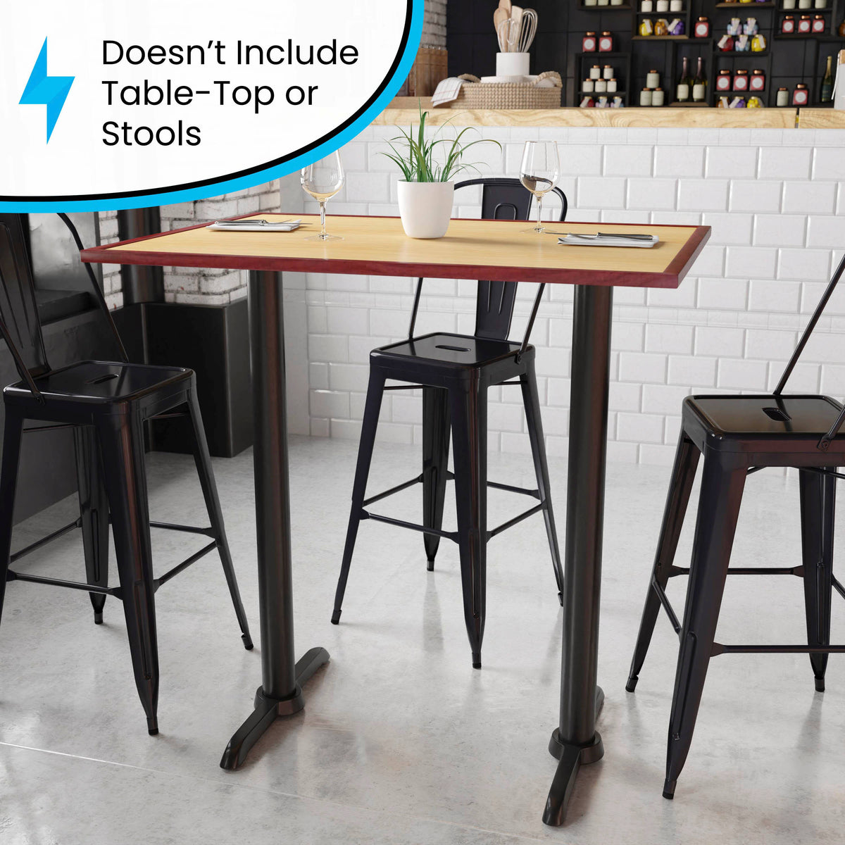 5" x 22" Restaurant Table T-Base with 3" Dia. Bar Height Column - Image 4