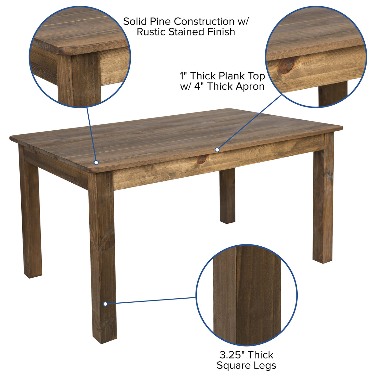 60" x 38" Antique Rustic Farm Table Set with 6 Cross Back Chairs and Cushions - Image 3
