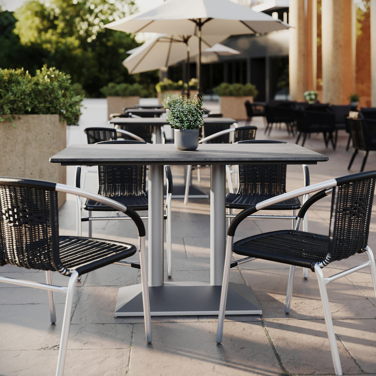 30" x 48" All-Weather Seamless Surface Tabletop with Dual Columned Base - Image 2
