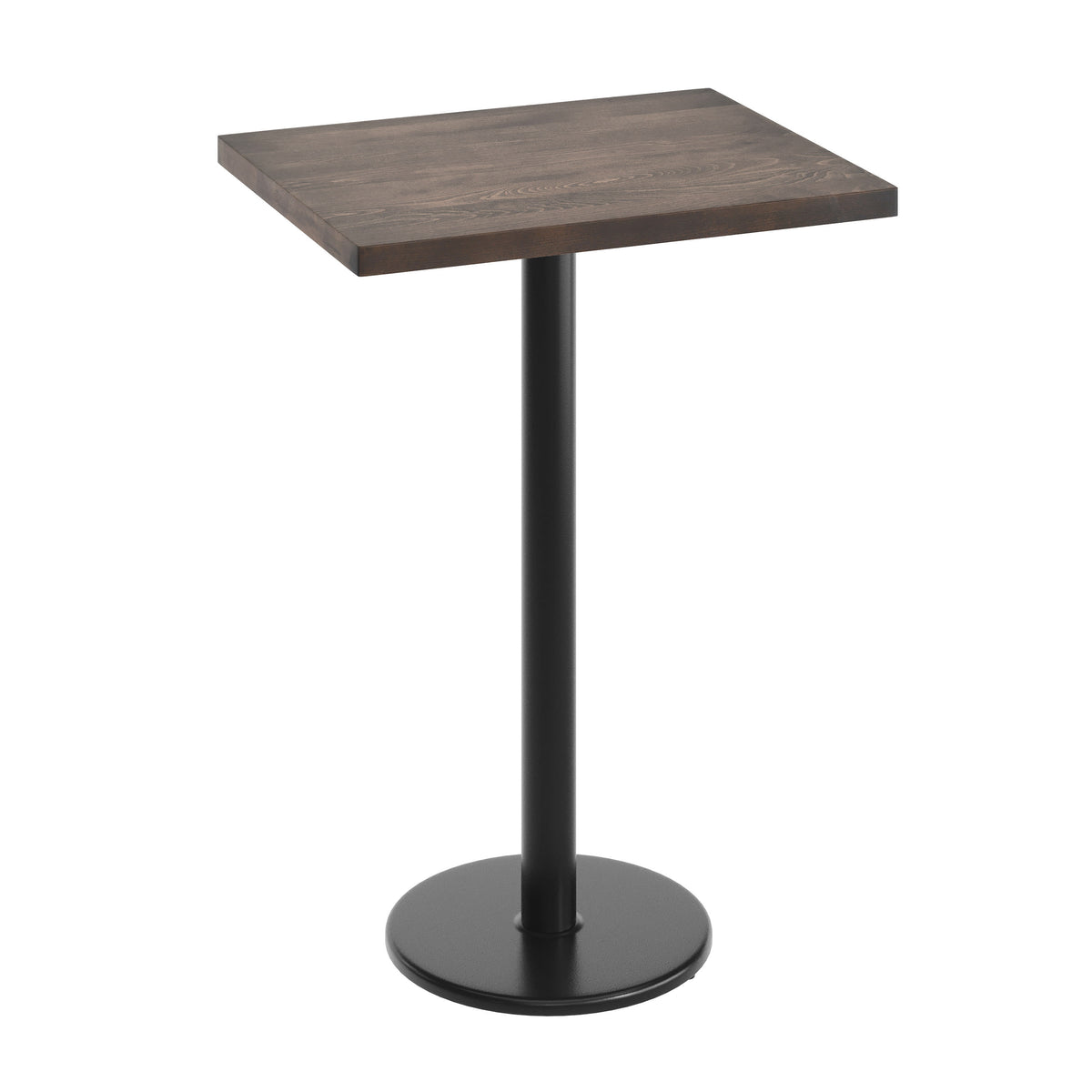 30"L x 24"W Solid Wood Commercial Tabletop with 18" Bar Height Base