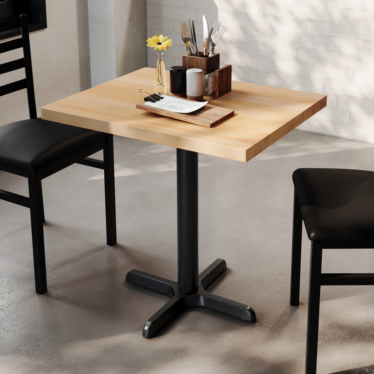 30"L x 24"W Solid Wood Commercial Tabletop with 22" x 22" Dining Height X-Base - Image 2