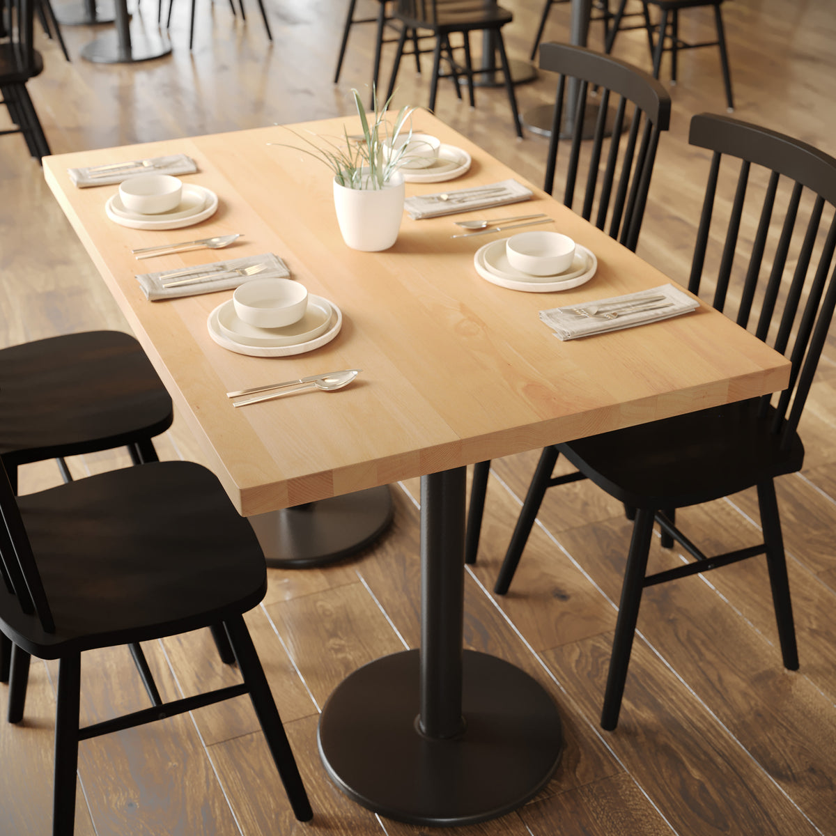 30"W x 48"L Commercial Solid Wood Tabletop with Support Bars for Indoor Use - Image 2