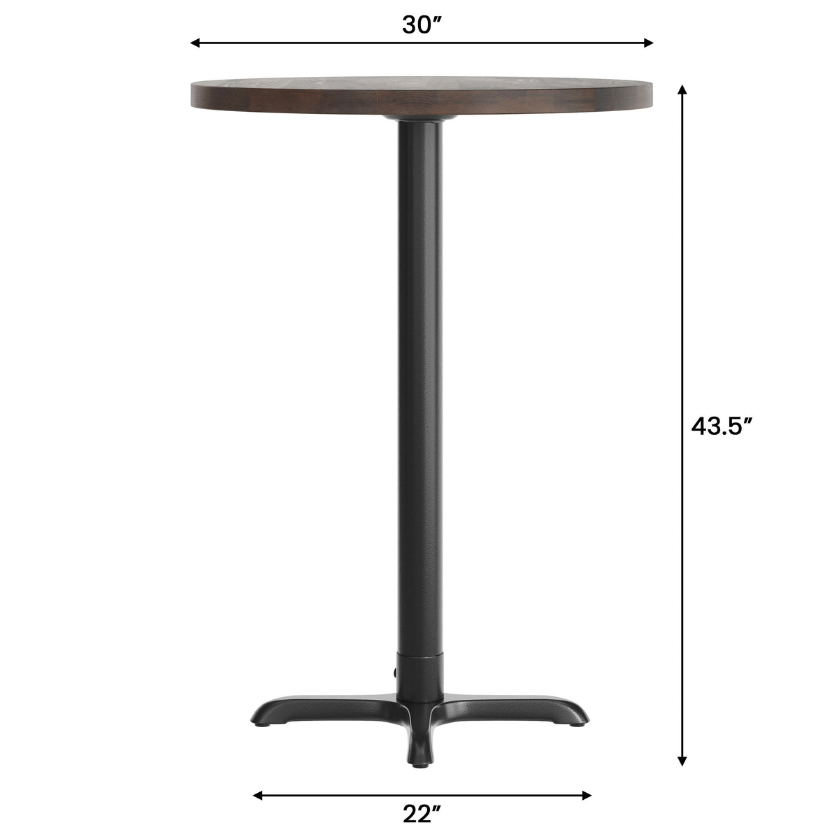30" Round Solid Wood Commercial Tabletop with 22" x 22" Bar Height X-Base - Image 4
