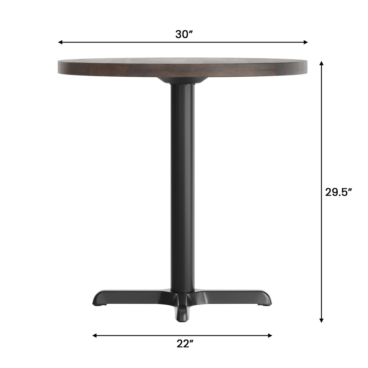 30" Round Solid Wood Commercial Tabletop with 22" x 22" Table Height X-Base - Image 4