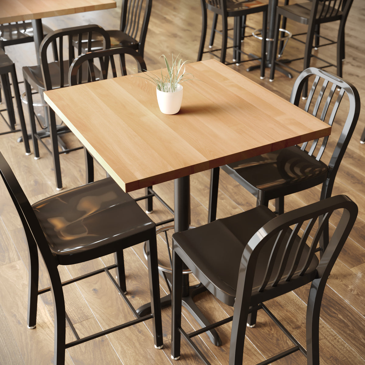 36" Square Commercial Solid Wood Tabletop with Support Bars for Indoor Use - Image 2