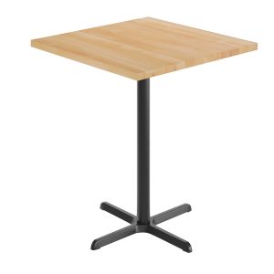 36" Square Solid Wood Commercial Tabletop with 30" x 30" Bar Height X-Base