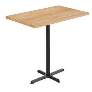 48"L x 30"W Solid Wood Commercial Tabletop with 23.5" x 29.5" Bar Height X-Base