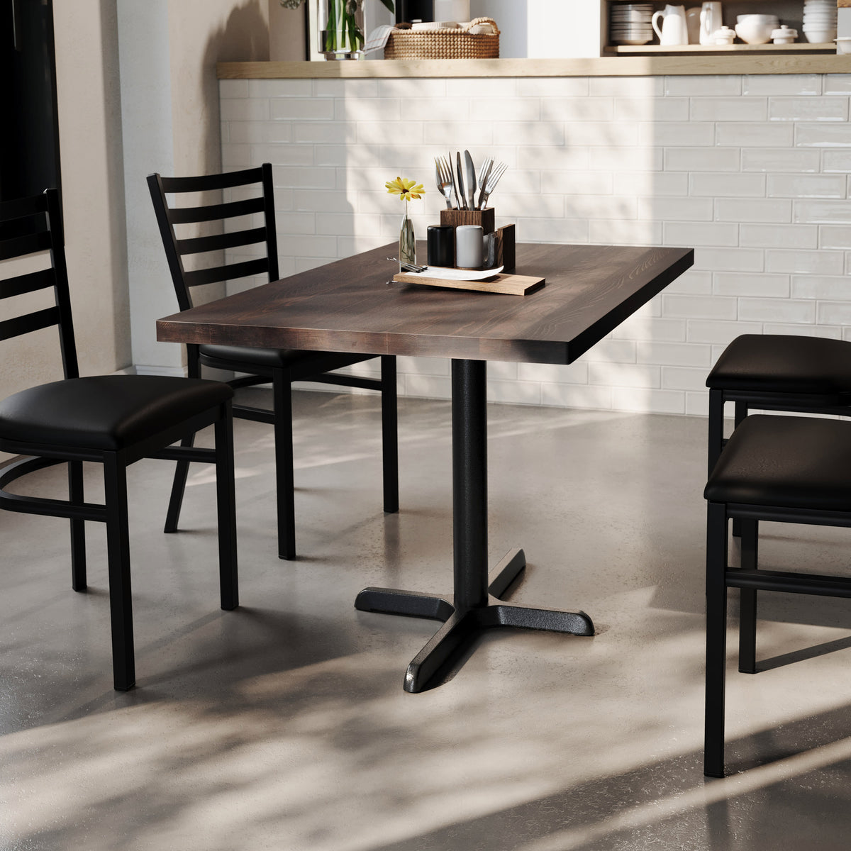 48"L x 30"W Solid Wood Tabletop w/ 23.75" x 29.5" Dining Height X-Base - Image 2