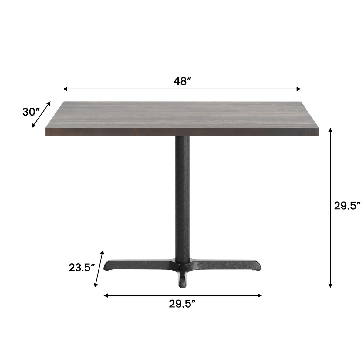 48"L x 30"W Solid Wood Tabletop w/ 23.75" x 29.5" Dining Height X-Base - Image 4