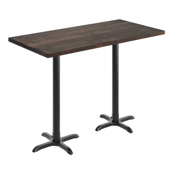 60"L x 30"W Solid Wood Commercial Tabletop with 22" x 22" Bar Height X-Base