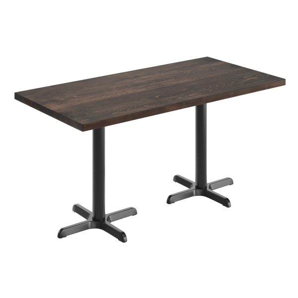 60"L x 30"W Solid Wood Commercial Tabletop with 22" x 22" Dining Height X-Base