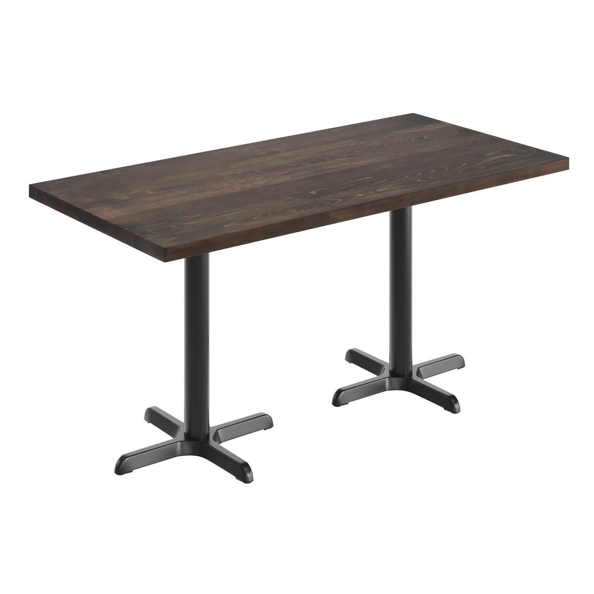 60"L x 30"W Solid Wood Commercial Tabletop with 22" x 22" Dining Height X-Base