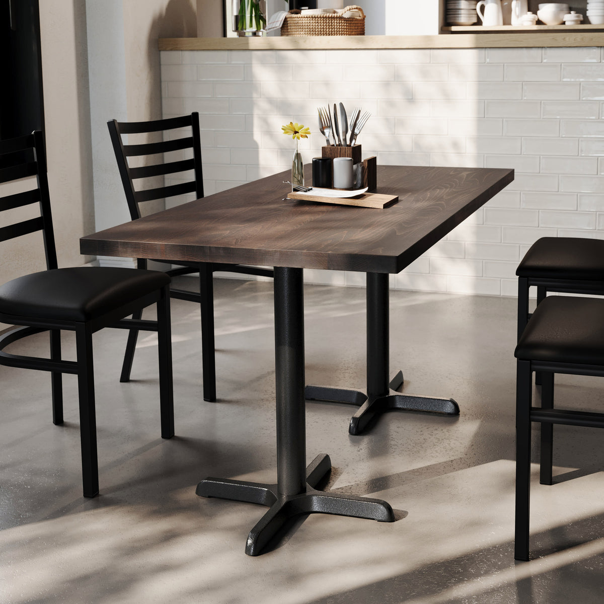 60"L x 30"W Solid Wood Commercial Tabletop with 22" x 22" Dining Height X-Base - Image 2