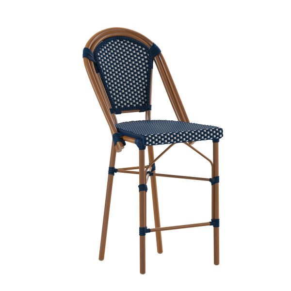 All-Weather Commercial Paris Stool with Bamboo Print Metal Frame