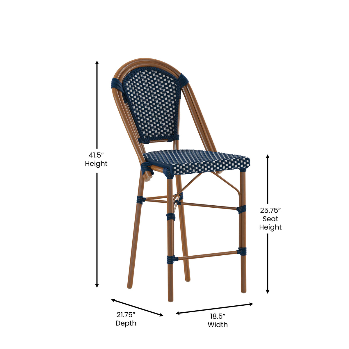 All-Weather Commercial Paris Stool with Bamboo Print Metal Frame - Image 4
