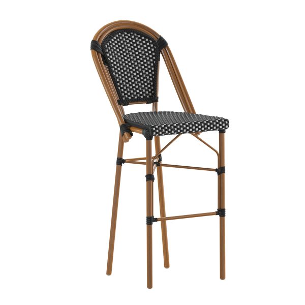 All-Weather Commercial Paris Stool with Bamboo Print Metal Frame