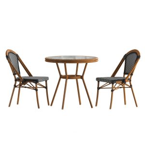 Indoor/Outdoor Commercial Bistro Set with Table and Two Chairs