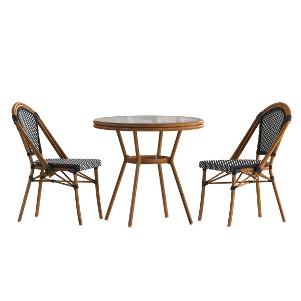 Indoor/Outdoor Commercial Bistro Set with Table and Two Chairs