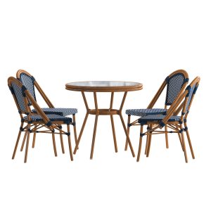 Indoor/Outdoor Commercial Bistro Set with Table and Four Chairs